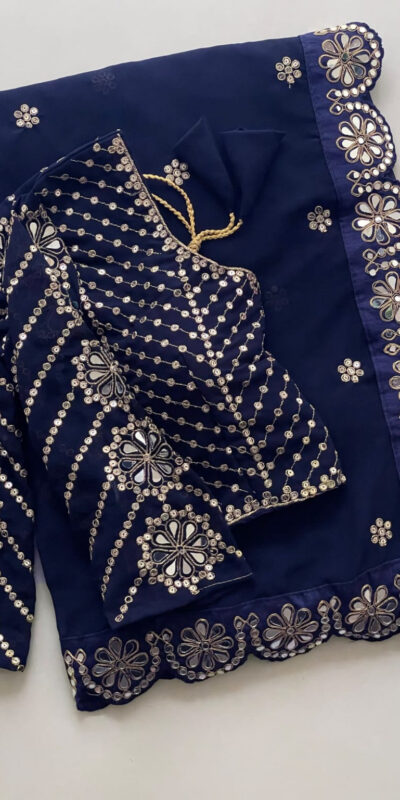 DF 3457 Navy Blue Color Georgette Sequence Original Mirror Work Saree Casual, Wedding, Festive, Events . Expected Delivery  4-6 Working Days @2099/- only                                                                                | Sarees, Bollywood Sarees, Creative Sarees, Designer Sarees, Embroidered Sarees, Ethnic Saree, Modern Digital sarees, Party Wear Sarees