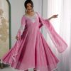 ZF 5012 Pink Blooming Faux Gown with Embroidery Work. Wedding, Party, Festive, Events Grab it for ₹2149. Delivery 4-6 Working Days. Shop now. | Lehenga, Bollywood Lehenga, Creative Lehenga, Designer Lehenga, Embroidered Lehenga, Party Wear Lehenga