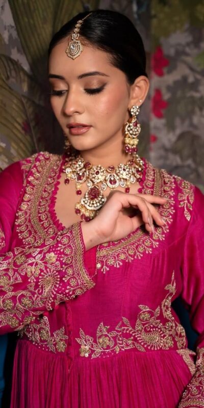 DC 99 Pink Pure Chinon Gown with Embroidery Work. Wedding, Party, Festive, Events Now at just ₹2049. Delivery 4-6 Working Days. Shop now. | Gowns, Bollywood Gowns, Creative Gowns, Designer Gowns, Embroidered Gowns, Party Wear Gowns