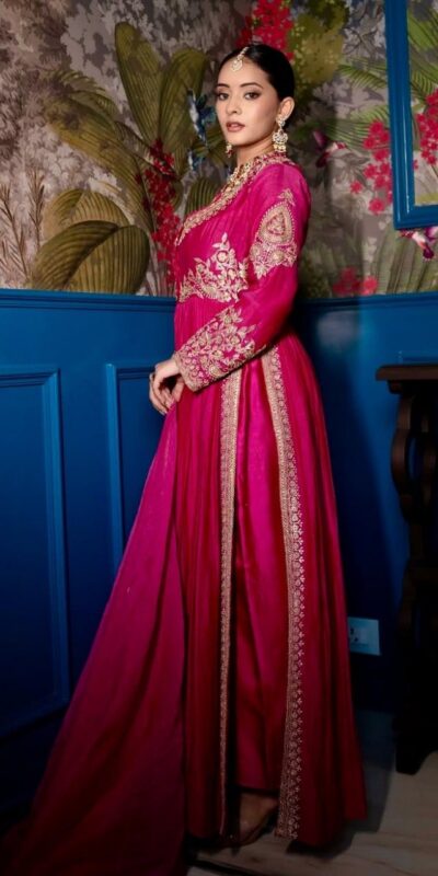 DC 99 Pink Pure Chinon Gown with Embroidery Work. Wedding, Party, Festive, Events Now at just ₹2049. Delivery 4-6 Working Days. Shop now. | Gowns, Bollywood Gowns, Creative Gowns, Designer Gowns, Embroidered Gowns, Party Wear Gowns