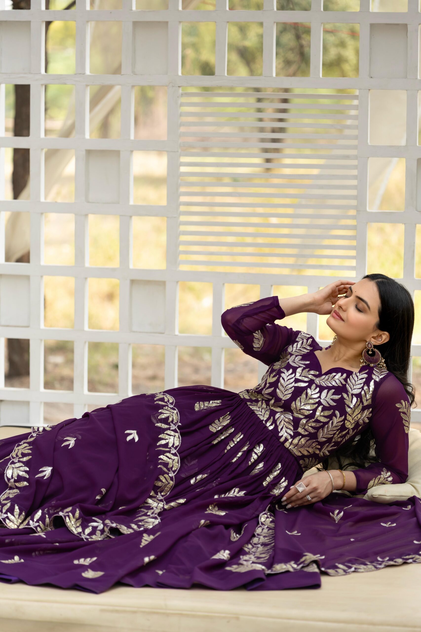 Ram 087 Purple in Fox Georgette Embroidery Work & Thread Embroidery Gown . Special Price ₹2149. Delivery 4-6 Working Days. Shop now. | Gowns, Bollywood Gowns, Creative Gowns, Designer Gowns, Embroidered Gowns, Party Wear Gowns