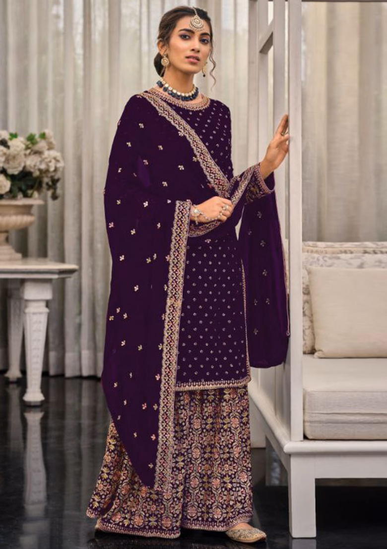 FC 1448 Purple Georgette Salwar Suit with Embroidery Work & Lace Work. Exclusive Offer ₹2599. Delivery 4-6 Working Days. Shop now. | Jump Suits, Tops & Bottoms, Track Suits, Salwar suit, Casual Suits, Creative suits, Designer Suits, Palazzo Suits, Party Wear Suits, Patiala Suits, Straight Suits, Trendy Wear
