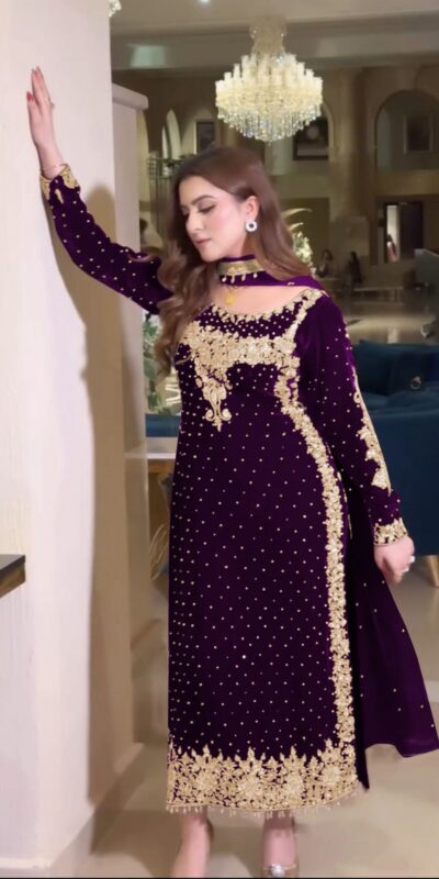 NSR 876 Purple Viscose Velvet Salwar Suit with Lace Work & Embroidery Work. Exclusive Offer ₹2399. Delivery 4-6 Working Days. Shop now. | Jump Suits, Salwar suit, Casual Suits, Creative suits, Designer Suits, Palazzo Suits, Party Wear Suits, Patiala Suits, Straight Suits