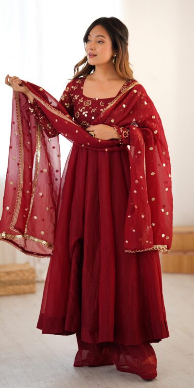 SRK 5290 Red Crunchy Silk Gown Perfect for Wedding, Party, Pongal, Traditional Day, Reception – . Get it for ₹1999. Delivery 4-6 Working Days. Shop now. | Jump Suits, Salwar suit, Casual Suits, Creative suits, Designer Suits, Palazzo Suits, Party Wear Suits, Patiala Suits, Straight Suits