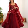 SRK 5290 Red Crunchy Silk Gown Perfect for Wedding, Party, Pongal, Traditional Day, Reception – . Get it for ₹1999. Delivery 4-6 Working Days. Shop now. | Jump Suits, Salwar suit, Casual Suits, Creative suits, Designer Suits, Palazzo Suits, Party Wear Suits, Patiala Suits, Straight Suits