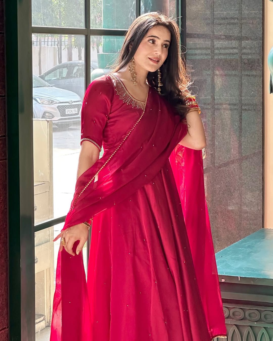 ZF 427 Red Fendy Silk Gown Perfect for Wedding, Party, Haldi, Reception, Holi – . Now at just ₹2099. Delivery 4-6 Working Days. Shop now. | Gowns, Bollywood Gowns, Creative Gowns, Designer Gowns, Embroidered Gowns, Party Wear Gowns