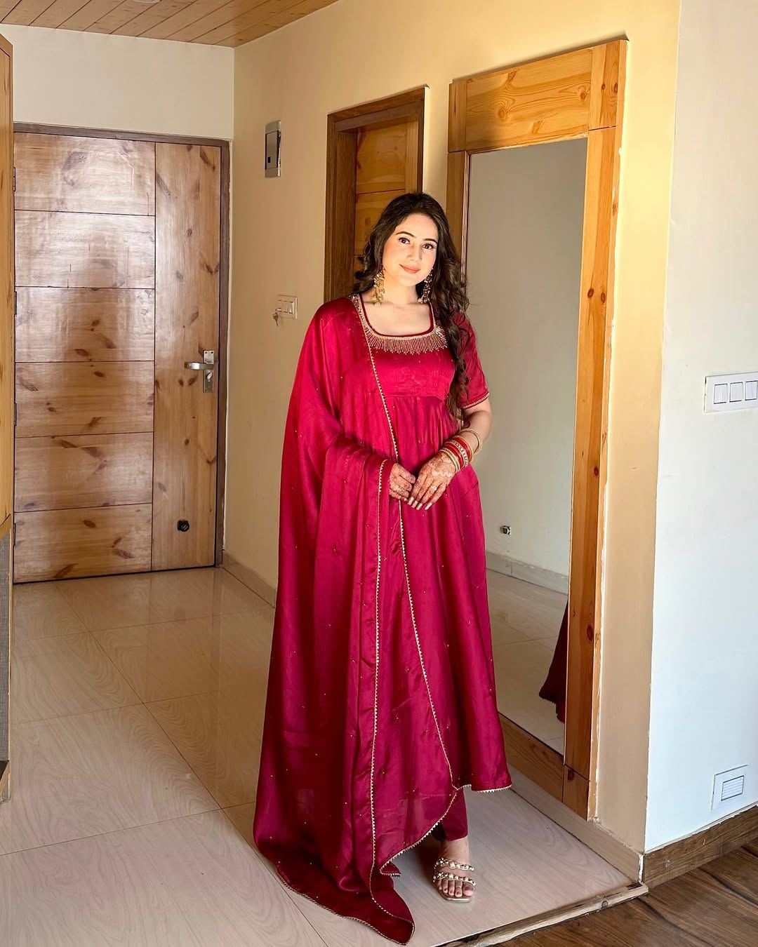 ZF 427 Red Fendy Silk Gown Perfect for Wedding, Party, Haldi, Reception, Holi – . Now at just ₹2099. Delivery 4-6 Working Days. Shop now. | Gowns, Bollywood Gowns, Creative Gowns, Designer Gowns, Embroidered Gowns, Party Wear Gowns