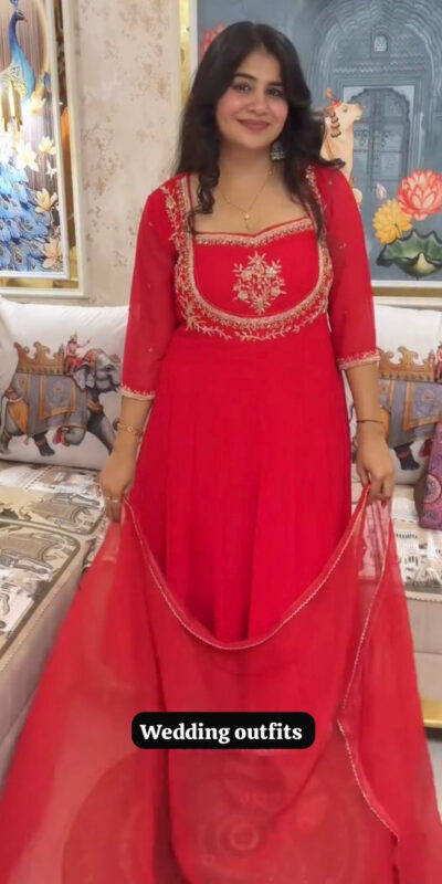 LG 2022 Red Georgette Salwar Suit with Lace Work & Embroidery Work. Exclusive Offer ₹1899. Delivery 4-6 Working Days. Shop now. | Jump Suits, Tops & Bottoms, Track Suits, Salwar suit, Casual Suits, Creative suits, Designer Suits, Palazzo Suits, Party Wear Suits, Patiala Suits, Straight Suits, Trendy Wear