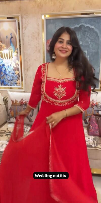 LG 2022 Red Georgette Salwar Suit with Lace Work & Embroidery Work. Exclusive Offer ₹1899. Delivery 4-6 Working Days. Shop now. | Jump Suits, Tops & Bottoms, Track Suits, Salwar suit, Casual Suits, Creative suits, Designer Suits, Palazzo Suits, Party Wear Suits, Patiala Suits, Straight Suits, Trendy Wear