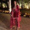 Red Organza Embroidery Work Salwar Suit