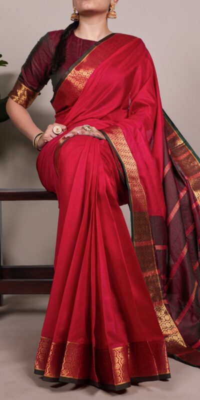 YNF 7408 Red Color Poly Cotton Saree With Zari Work. Wedding, Party, Festive, Events, Affordable Price ₹1399. Delivery 4-6 Working Days. Shop now. | Sarees, Bollywood Sarees, Creative Sarees, Designer Sarees, Embroidered Sarees, Ethnic Saree, Modern Digital sarees, Party Wear Sarees