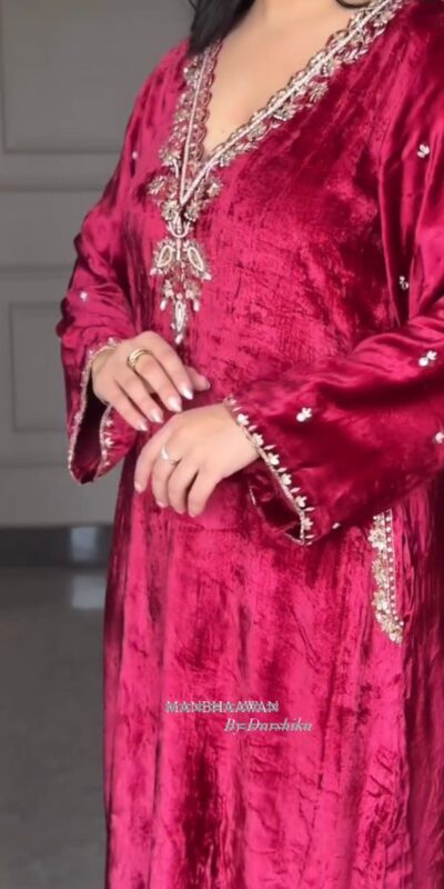 LG 2025 Red Velvet Salwar Suit with Embroidery Work & Lace Work. Exclusive Offer ₹1899. Delivery 4-6 Working Days. Shop now. | Jump Suits, Tops & Bottoms, Track Suits, Salwar suit, Casual Suits, Creative suits, Designer Suits, Palazzo Suits, Party Wear Suits, Patiala Suits, Straight Suits, Trendy Wear