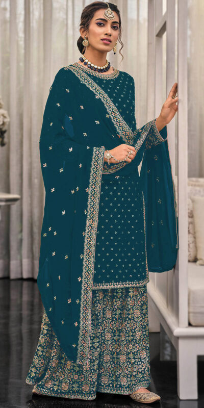 FC 1448 Teal Georgette Salwar Suit with Embroidery Work & Lace Work. Exclusive Offer ₹2599. Delivery 4-6 Working Days. Shop now. | Jump Suits, Tops & Bottoms, Track Suits, Salwar suit, Casual Suits, Creative suits, Designer Suits, Palazzo Suits, Party Wear Suits, Patiala Suits, Straight Suits, Trendy Wear
