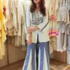White Roman Silk Mirror Embroidery Work Salwar Suit