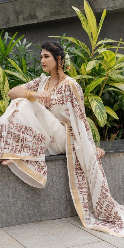 BT 428 White Soft Linen Cotton Saree with Digital Print & Lace Work. Festive Deal ₹1449. Delivery 4-6 Working Days. Shop now. | Sarees, Bollywood Sarees, Creative Sarees, Designer Sarees, Embroidered Sarees, Ethnic Saree, Modern Digital sarees, Party Wear Sarees