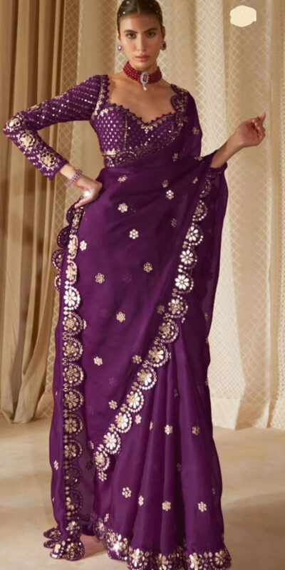 DF 3457 Wine Color Georgette Sequence Original Mirror Work Saree Casual, Wedding, Festive, Events . Expected Delivery  4-6 Working Days @2099/- only                                                                                | Sarees, Bollywood Sarees, Creative Sarees, Designer Sarees, Embroidered Sarees, Ethnic Saree, Modern Digital sarees, Party Wear Sarees