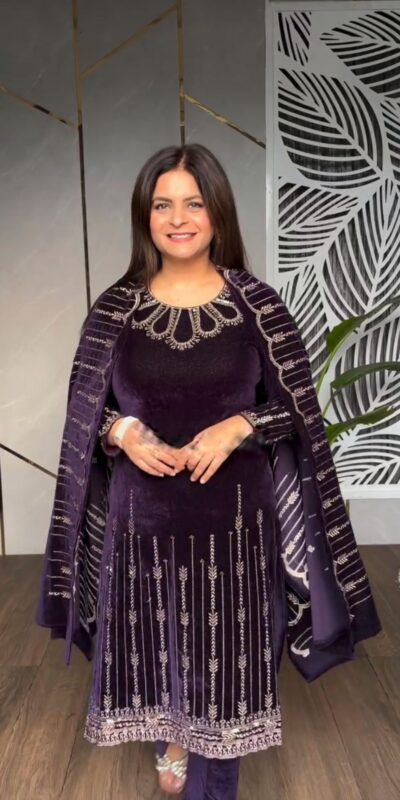 SRK 5211 Wine in Viscose Velvet Embroidery Work & Lace Work Salwar Suit . Grab it for ₹1999. Delivery 4-6 Working Days. Shop now. | Jump Suits, Tops & Bottoms, Track Suits, Salwar suit, Casual Suits, Creative suits, Designer Suits, Palazzo Suits, Party Wear Suits, Patiala Suits, Straight Suits, Trendy Wear