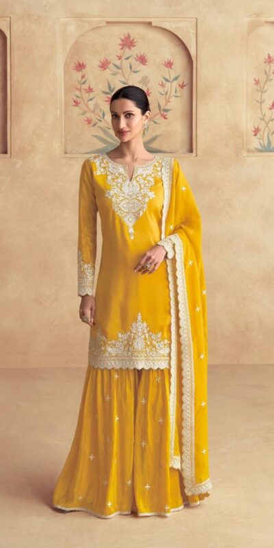 DS 3101 Yellow Chinon Salwar Suit Perfect for Wedding, Party, Durga Puja, Pooja, Holi – . Festive Deal ₹2049. Delivery 4-6 Working Days. Shop now. | Jump Suits, Tops & Bottoms, Track Suits, Salwar suit, Casual Suits, Creative suits, Designer Suits, Palazzo Suits, Party Wear Suits, Patiala Suits, Straight Suits, Trendy Wear
