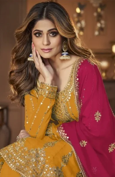 DS A 9125 Yellow Faux Georgette Salwar Suit with Embroidery Work. Special Price ₹2599. Delivery 4-6 Working Days. Shop now. | Jump Suits, Tops & Bottoms, Track Suits, Salwar suit, Casual Suits, Creative suits, Designer Suits, Palazzo Suits, Party Wear Suits, Patiala Suits, Straight Suits, Trendy Wear