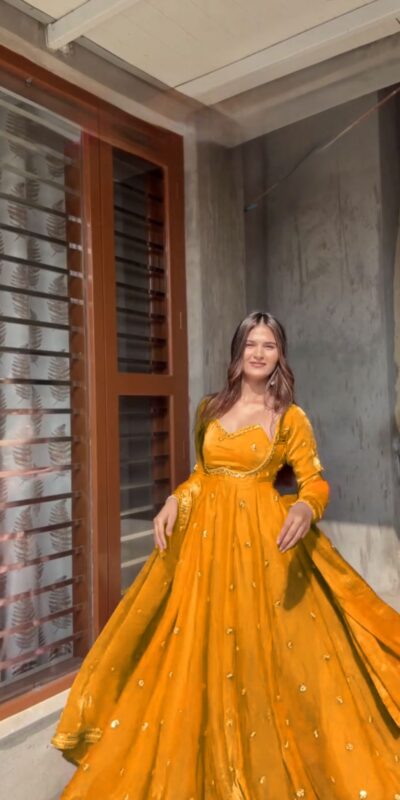 RTC 5937 Yellow Fendy silk Gown with Lace Work. Wedding, Party, Festive, Events Get it for ₹2149. Delivery 4-6 Working Days. Shop now. | Gowns, Bollywood Gowns, Creative Gowns, Designer Gowns, Embroidered Gowns, Party Wear Gowns