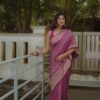 Light Purple Lichi Silk Lace Border Work Saree