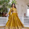 Mustered Vichitra Embroidery Work Lehenga Choli