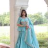 Sky Blue Gold Crush Embroidery Zari Work Lehenga Choli