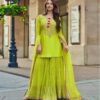 Lime Yellow Faux Georgette Embroidery Work Salwar Suit