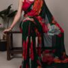 Red Weightless Marbal Lace Border Work  Saree
