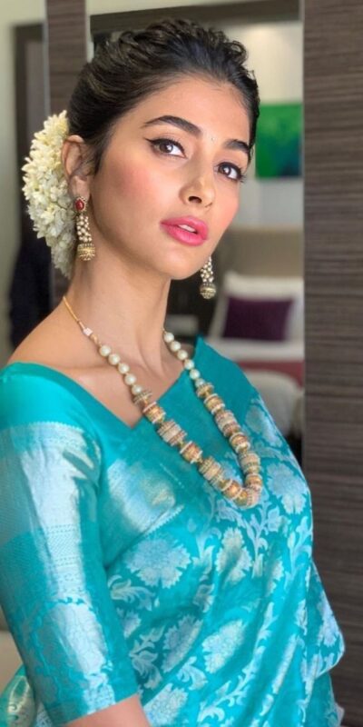 Sky Blue Soft Lichi Silk Border Lace Work Saree