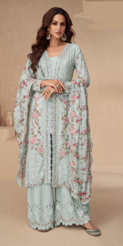 Sky Blue Vichitra Sequence Work Salwar Suit