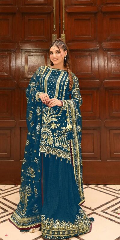 Blue Crush Georgette Sequence Work Salwar Suit
