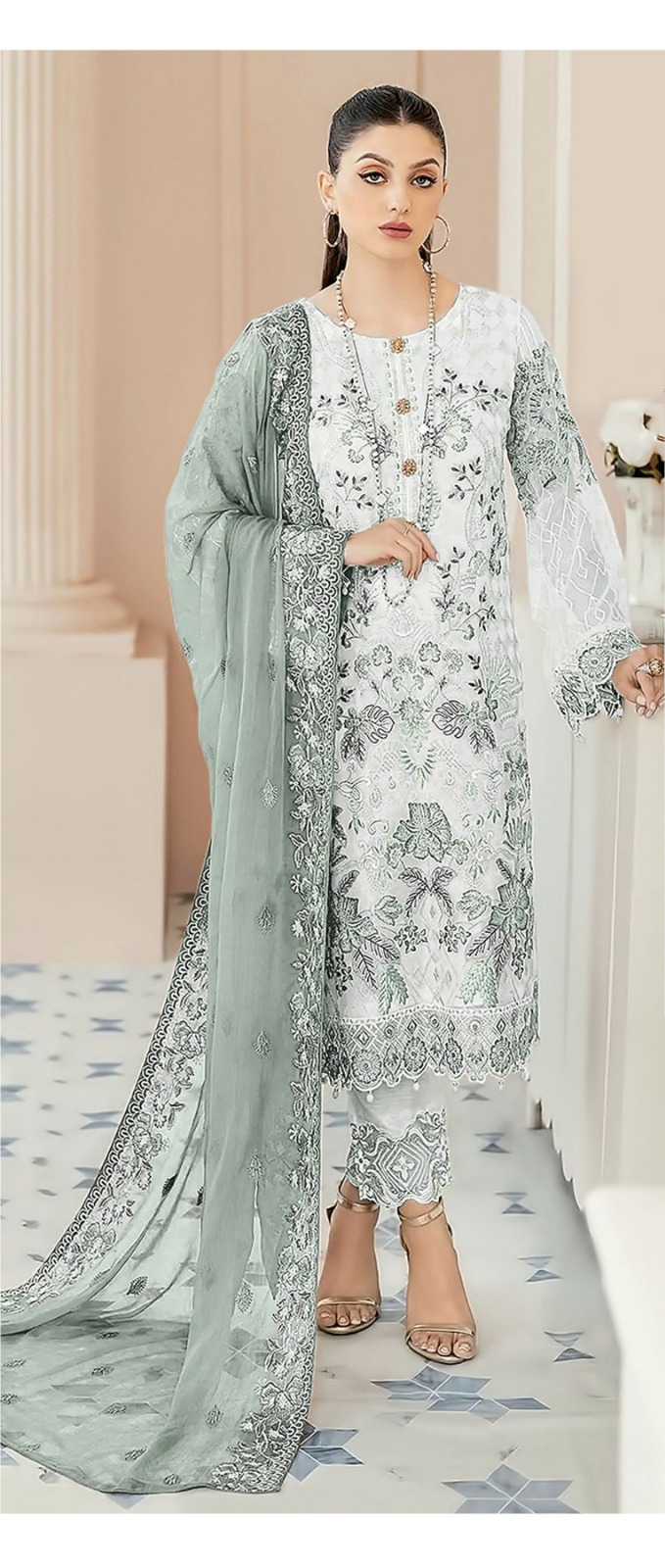 Sea Green Georgette With Embroidery Work Salwar Suit