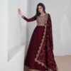 Maroon Vichitra Embroidery Lace Work Salwar Suit