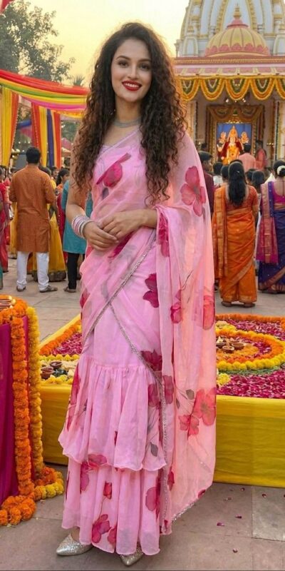 Baby Pink Premium Faux Georgette Saree BD 1805 Baby Pink with Digital Print. Now at just ₹2049. Delivery 4-6 Working Days. Shop now. | Sarees, Bollywood Sarees, Creative Sarees, Designer Sarees, Embroidered Sarees, Ethnic Saree, Modern Digital sarees, Party Wear Sarees