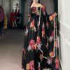 YNF 5103 Black Lace Work Gown in Chiffon. Get it for ₹1899. Wedding, Party, Festive, Events Delivery 4-6 Working Days. Shop now. | Gowns, Bollywood Gowns, Creative Gowns, Embroidered Gowns, Party Wear Gowns