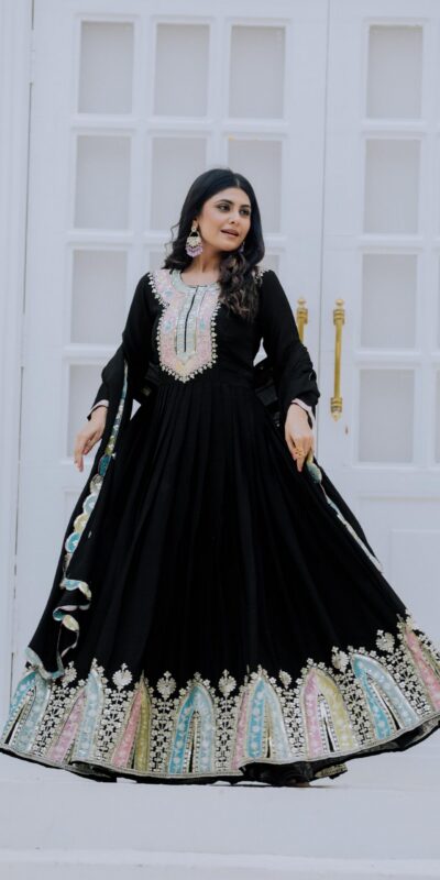ZF 5002 Black Color Chinon Silk Salwar Suit with Embroidery Work. Festive Deal ₹2099. Delivery 4-6 Working Days. Shop now. | Jump Suits, Tops & Bottoms, Track Suits, Salwar suit, Casual Suits, Creative suits, Designer Suits, Palazzo Suits, Party Wear Suits, Patiala Suits, Straight Suits, Trendy Wear