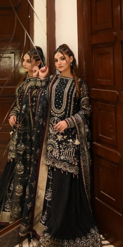 AD 213 Black Khajuri Crush Georgette Salwar Suit with Lace Work & Embroidery Work. Festive Deal ₹2649. Delivery 4-6 Working Days. Shop now. | Jump Suits, Tops & Bottoms, Track Suits, Salwar suit, Casual Suits, Creative suits, Designer Suits, Palazzo Suits, Party Wear Suits, Patiala Suits, Straight Suits, Trendy Wear