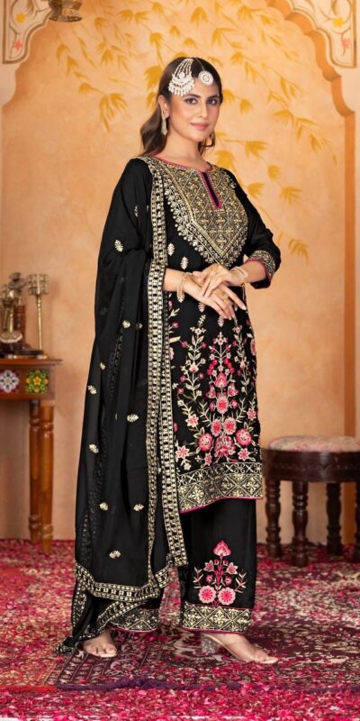 KF 1686 Black Faux Georgette Salwar Suit with Embroidery Work & Mirror Work. Exclusive Offer ₹2449. Delivery 4-6 Working Days. Shop now. | Jump Suits, Tops & Bottoms, Track Suits, Salwar suit, Casual Suits, Creative suits, Designer Suits, Palazzo Suits, Party Wear Suits, Patiala Suits, Straight Suits, Trendy Wear