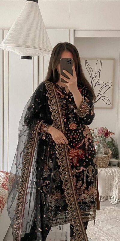 ST 169 Black in Faux Georgette Designer Work Salwar Suit . Wedding, Party, Festive, Events, Get it for ₹2049. Delivery 4-6 Working Days. Shop now. | Jump Suits, Salwar suit, Casual Suits, Creative suits, Designer Suits, Palazzo Suits, Party Wear Suits, Patiala Suits, Straight Suits