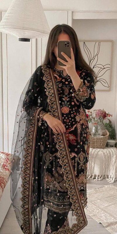 ST 169 Black in Faux Georgette Designer Work Salwar Suit . Wedding, Party, Festive, Events, Get it for ₹2049. Delivery 4-6 Working Days. Shop now. | Jump Suits, Salwar suit, Casual Suits, Creative suits, Designer Suits, Palazzo Suits, Party Wear Suits, Patiala Suits, Straight Suits