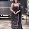 Black Foux Gorgette Mirror Work Salwar Suit