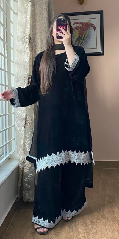 BE 419 Black Georgette Salwar Suit with Lace Work & Embroidery Work. Get it for ₹1849. Delivery 4-6 Working Days. Shop now. | Jump Suits, Tops & Bottoms, Track Suits, Salwar suit, Casual Suits, Creative suits, Designer Suits, Palazzo Suits, Party Wear Suits, Patiala Suits, Straight Suits, Trendy Wear