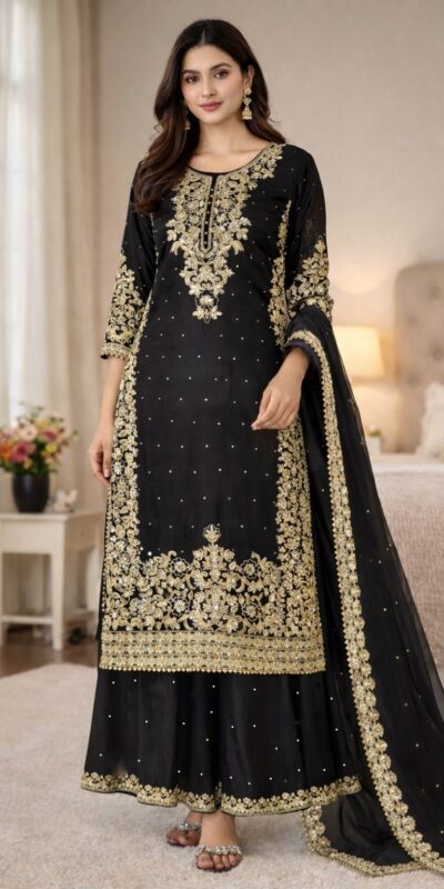 SSR 535 Black in Organza Silk Embroidery Work Salwar Suit . Available at ₹2399 only. Delivery 4-6 Working Days. Shop now. | Jump Suits, Salwar suit, Casual Suits, Creative suits, Designer Suits, Palazzo Suits, Party Wear Suits, Patiala Suits, Straight Suits