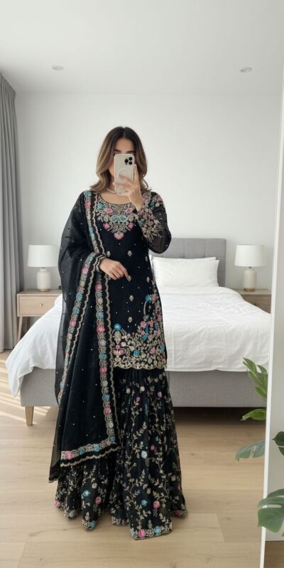 RTC 5956 Black Organza Silk Salwar Suit Perfect for Wedding, Party, Mehendi, Lohri, Housewarming – . Special Price ₹3049. Delivery 4-6 Working Days. | Jump Suits, Salwar suit, Casual Suits, Creative suits, Designer Suits, Palazzo Suits, Party Wear Suits, Patiala Suits, Straight Suits