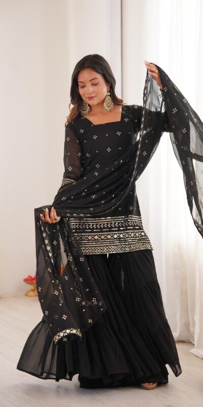 SRK 5317 Black Georgette Salwar Suit with Embroidery Work. Wedding, Party, Festive Best Price ₹2399. Delivery 4-6 Working Days. Shop now. | Jump Suits, Salwar suit, Casual Suits, Creative suits, Designer Suits, Palazzo Suits, Party Wear Suits, Patiala Suits, Straight Suits