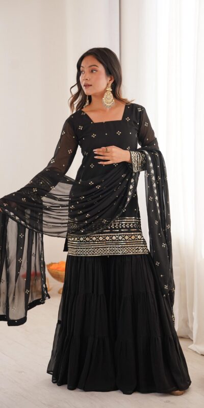 SRK 5317 Black Georgette Salwar Suit with Embroidery Work. Wedding, Party, Festive Best Price ₹2399. Delivery 4-6 Working Days. Shop now. | Jump Suits, Salwar suit, Casual Suits, Creative suits, Designer Suits, Palazzo Suits, Party Wear Suits, Patiala Suits, Straight Suits