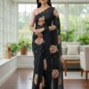 BT 412 Black TB Organza Saree with Digital Print. Wedding, Party, Festive, Events, Navratri Garba, Special Price ₹1649. Delivery 4-6 Working Days. Shop now. | Sarees, Bollywood Sarees, Creative Sarees, Designer Sarees, Embroidered Sarees, Ethnic Saree, Modern Digital sarees, Party Wear Sarees