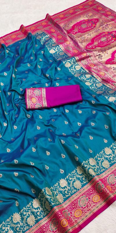 MB 3315 Blue Color Banarasi Silk Gold Zari Border Saree . Wedding, Party, Festive, Available at ₹2049 only. Delivery 4-6 Working Days. Shop now. | Sarees, Bollywood Sarees, Creative Sarees, Designer Sarees, Embroidered Sarees, Ethnic Saree, Modern Digital sarees, Party Wear Sarees