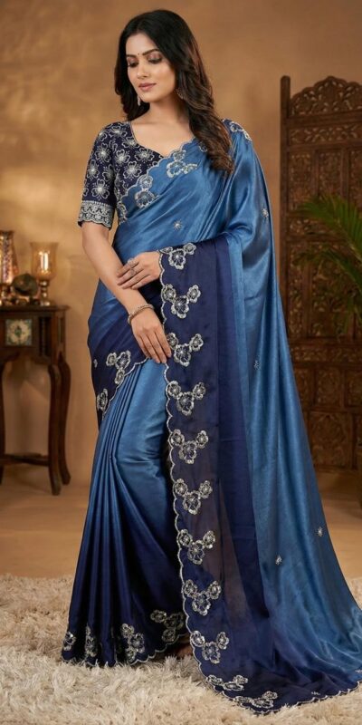 MS 461 Blue Chinnon Saree Perfect for Wedding, Party, Traditional Day, Haldi, Housewarming – . Exclusive Offer ₹1649. Delivery 4-6 Working Days. Shop now | Sarees, Bollywood Sarees, Creative Sarees, Designer Sarees, Embroidered Sarees, Ethnic Saree, Modern Digital sarees, Party Wear Sarees